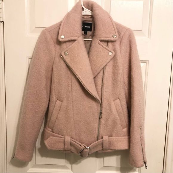 express - boxy wool blend belted moto jacket - Picture 4 of 12